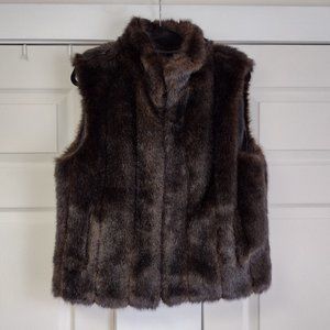 Giacca Ladies Reversible Faux Fur Vest in Dark Brown/Black Size L
